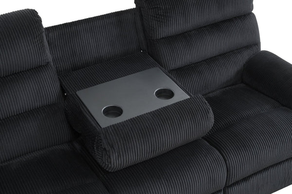 English Elm Lucie Velvet Corded Reclining Sofa with Console and Cup Holders for Living Room B078P473035