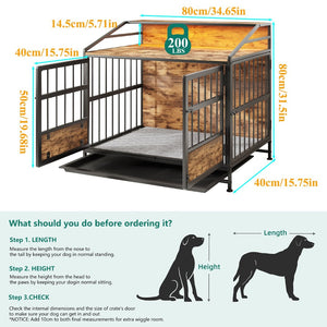 English Elm Multi-function Wooden Dog Crate with Rgb Led Storage Console for Large Breeds W840P291740