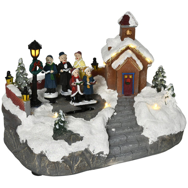 English Elm Homcom Animated Christmas Village With Led Lights - Enchanting Winter Scene For Holiday Decor W2225P249703