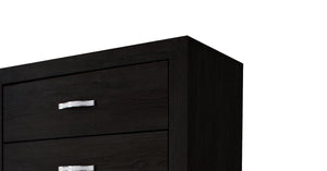 English Elm 1pc Contemporary Five-Drawer Chest with Wood Grain Finish, Slim Profile Storage Solution for Bedroom Black 34.25 L x 18.7 W x 52.17 H B011P368136