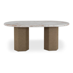 English Elm Sartoria Oval Breccia Marble Dining Table with Jute Wrapped Mango Wood Base B2769S00004