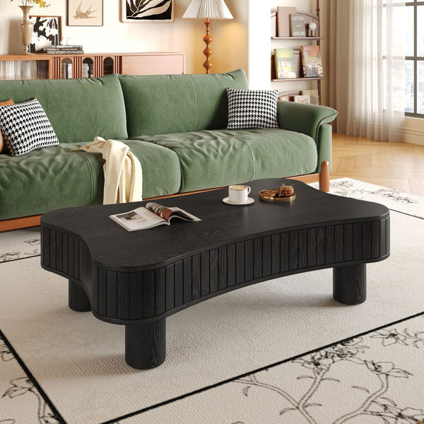 English Elm Lift Top Coffee Table with Fluted Panels Hidden Storage and Hydraulic Rise for Living Rooms W1445P317474