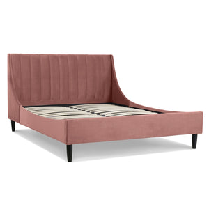 English Elm Jennifer Taylor Home - Aspen Vertical Tufted Headboard Platform Bed Set - Queen Ash Rose Velvet For Luxurious Comfort & Style B2719P238509