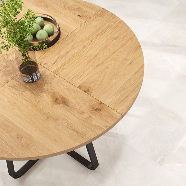 English Elm 43.3" Round Mdf Dining Table Seats Six with X Base Modern Minimalist Kitchen W1727P426752