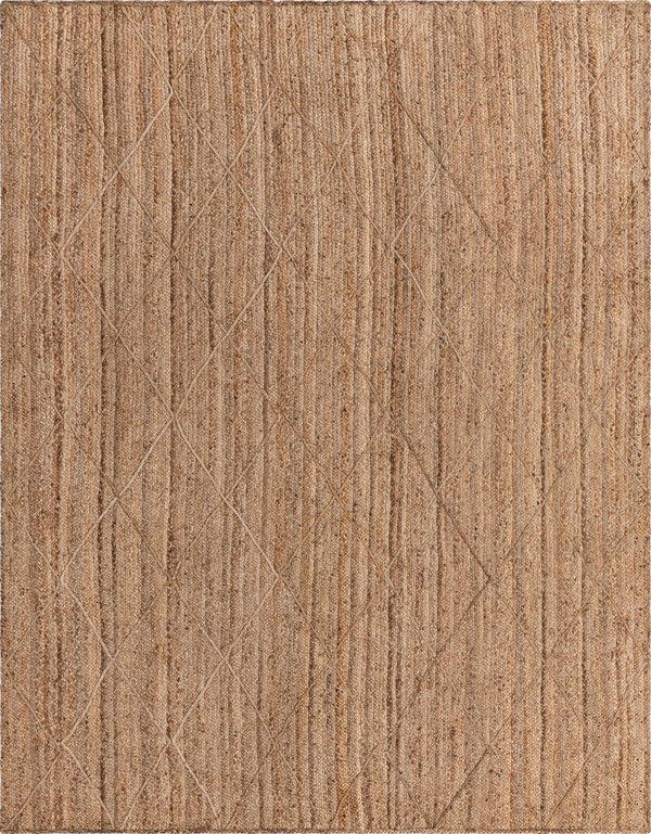 Unique Loom Braided Jute Trellis Hand Braided Solid Rug Natural, Natural 9' 0" x 12' 2"