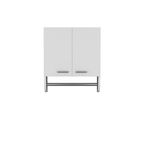 English Elm Optim Wall Mounted Bathroom Cabinet Two Shelf Organizer with Integrated Towel Bar White B200P235861