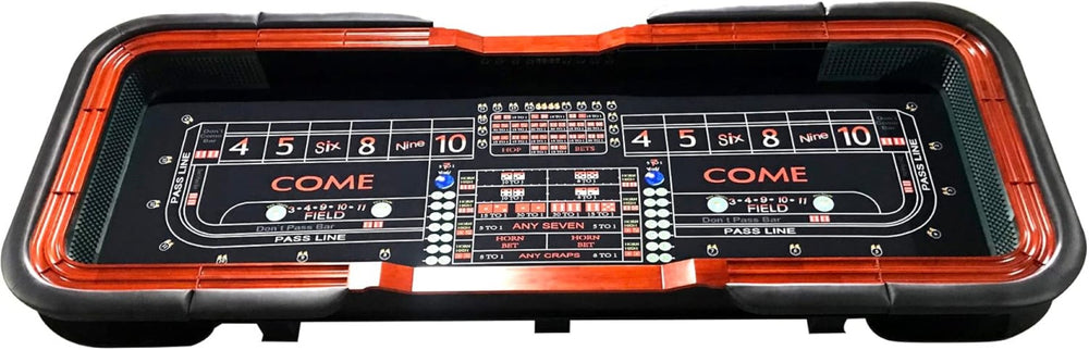 English Elm 12 Foot Casino Craps Table with Vinyl Rail Padded Rim and Regulation Dice Panels W2748S00065