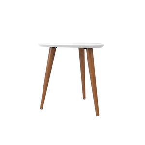 English Elm Utopia 20" Triangle End Table White — Lacquered Triangular Top, Solid Wood Splayed Legs, Sleek Accent B365P398490