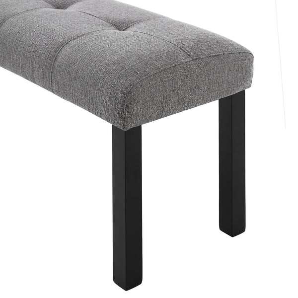 English Elm Modern Tufted Linen Dining Bench with Button-Tufted Seat and Rubber Wood Legs for Entryway Seating Gray N752P317335E