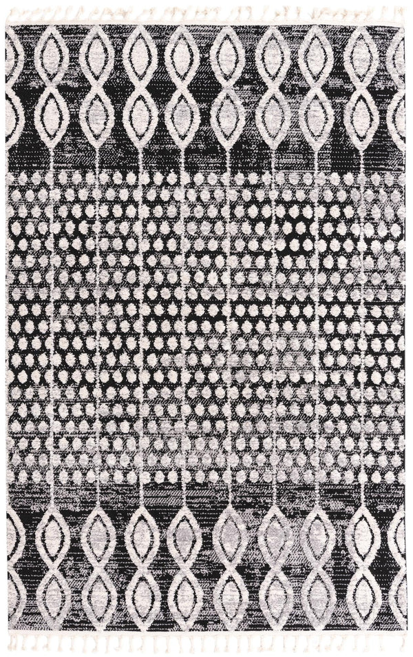 Unique Loom Cherokee Asheville Machine Made Geometric Rug Charcoal, Ivory/Gray 6' 1" x 9' 0"