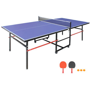 English Elm 8ft Foldable Ping Pong Table Aluminum Frame Indoor Game Set with Paddles Net Balls W1408P153471