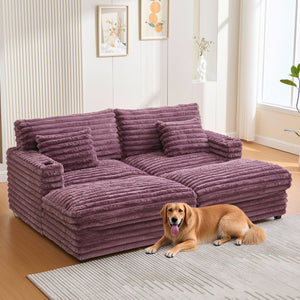 English Elm Oversized Double Chaise Lounge Sofa - Plush Cloud Couch With Usb Ports, Cup Holders & Pillows N719S002110J-GIGA