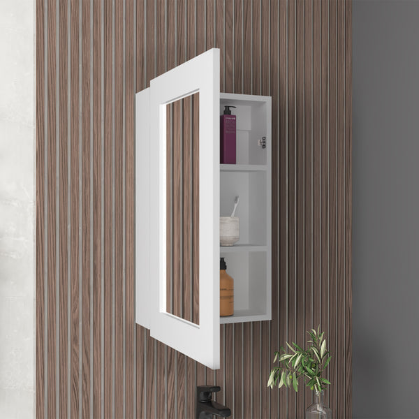 English Elm Juno Narrow Mirrored Medicine Cabinet 25.7" H x 15.7" W — Space-Saving Wall Mount with 3 Interior Shelves White 31.2 L x 19.3 W x 3.6 H B070P242486