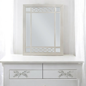 English Elm Varian Geometric Silver Mirrored Rectangular Wall Mirror with Beveled Frame Accent B2726P448763