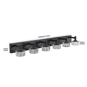 English Elm Modern 6-Light Matte Black Led Vanity Light With Crystal Shades - Elegant Bathroom Wall Sconce W2312P374904