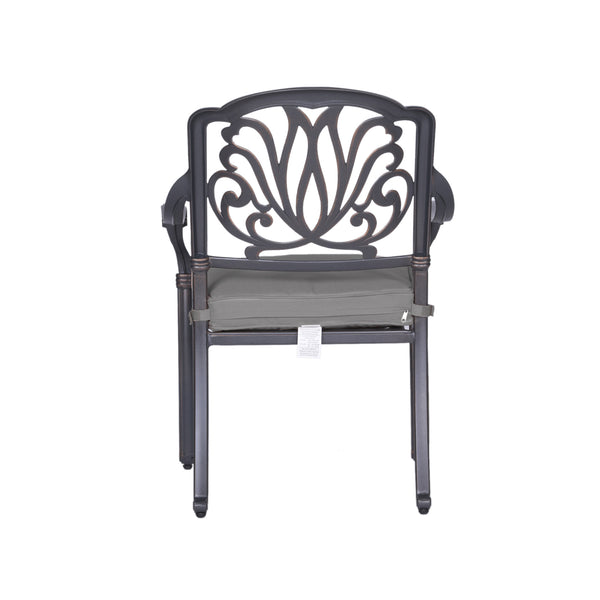 English Elm Cast Aluminum Dining Armchair Set Of 2 - Elegant, Weather-Resistant Chairs With Cushions For Outdoor Comfort B010P278357