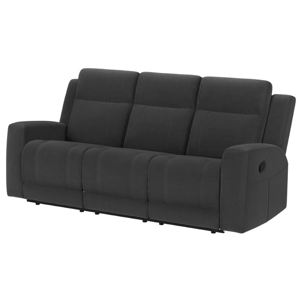 English Elm Slater Manual Reclining Sofa with Channel Tufted Back and Suede Leatherette Upholstery Charcoal B062P440397