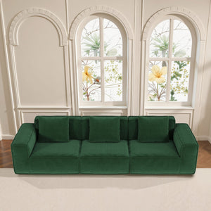 English Elm 118-Inch Modular Sofa Bed - Versatile Green Corduroy Cloud Velvet For Stylish Comfort & Functionality W3147S00029