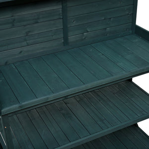 English Elm TOPMAX 65" Wooden Potting Bench with Splash Plate & Hook, 4 Storage Shelves, Fir Wood Patio Workstation N717P221495F