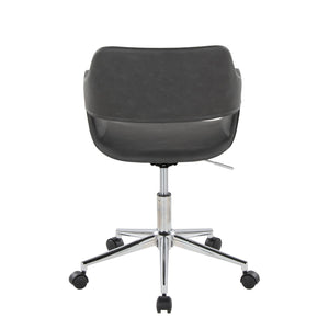 English Elm Margarite Modern Task Chair In Grey Faux Leather With Chrome Base – Ergonomic Comfort & Style B202P223922