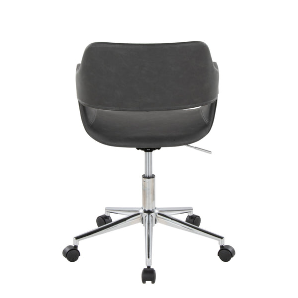 English Elm Margarite Modern Task Chair In Grey Faux Leather With Chrome Base – Ergonomic Comfort & Style B202P223922