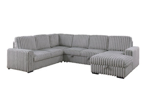 English Elm 102 Inch Linen Modular Sectional Sofa with Hidden Storage and Cloud Cushion Comfort Light Gray W1099S00179