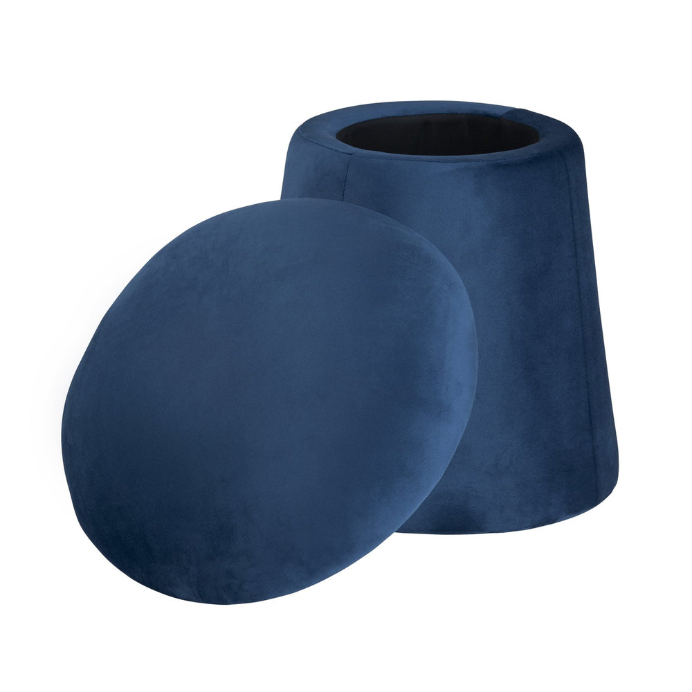 Crestview Collection Modern Velvet Ottoman: Stylish Mushroom-inspired Accent With Hidden Storage For Chic Living Spaces Navy Solid Wood Evfzr3907blu