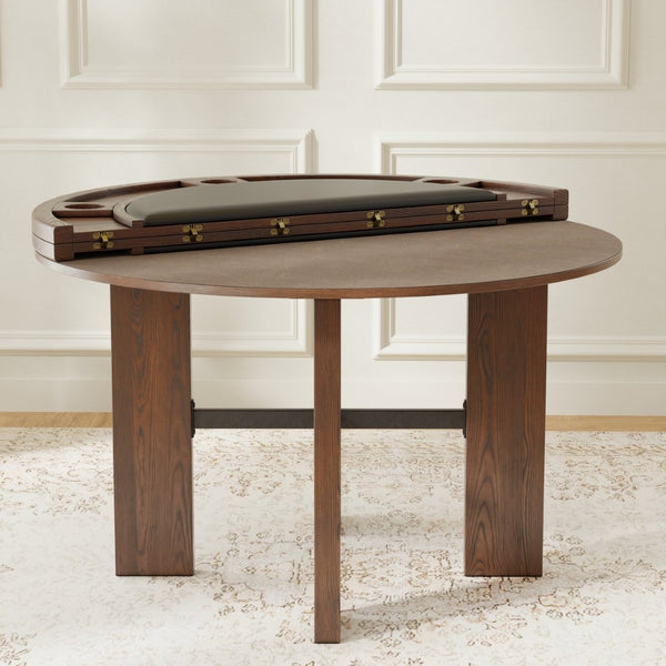 English Elm Gorman Round Walnut Game Dining Table with Reversible Top and Scandinavian Legs B050P412220