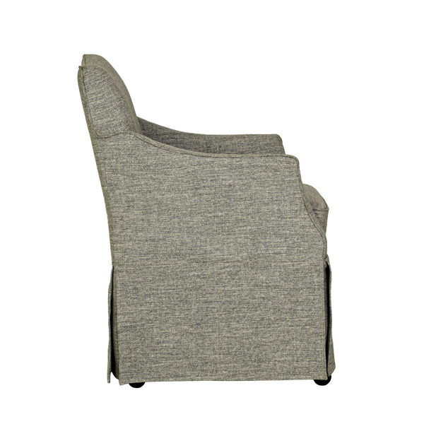 JLA Home Martha Stewart - Upholstered Dining Arm Chair with Skirted Base and Hidden Casters, Plush Cushioning & Durable Build Grey MT108-0183
