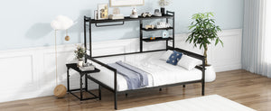 English Elm Full Size Metal Daybed With Movable Desk & Shelves – Stylish Space-Saving Solution For Small Rooms N737P199321B