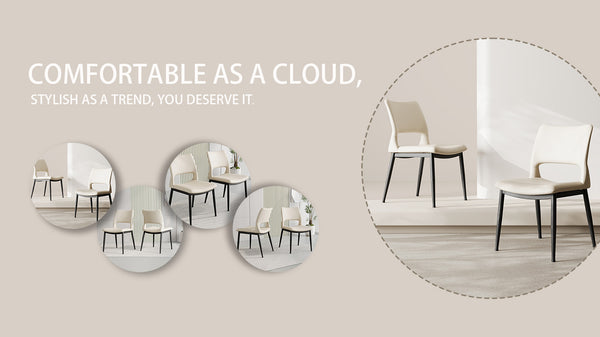 English Elm Modern Minimalist White Pu Leather Dining Chairs Set Of 2 - Stylish Comfort For Home Or Office W1727P251121