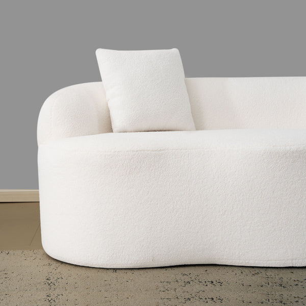 English Elm White Curved Loveseat Sofa — Cream Compact 2-Pillow No-Assembly Couch, Ergonomic Foam & Spring Comfort W3612P332124