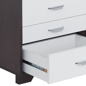 English Elm Eloy Contemporary White & Black Accent Table with 3 Drawers, MDF Construction, 40lb Top Capacity B2726P287564