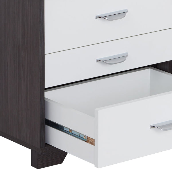 English Elm Eloy Contemporary White & Black Accent Table with 3 Drawers, MDF Construction, 40lb Top Capacity B2726P287564