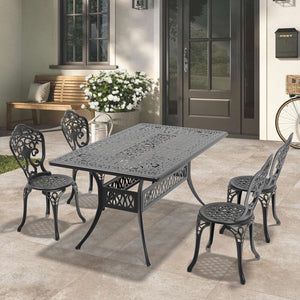 English Elm 5-Piece All-Weather Cast Aluminum Dining Set With Umbrella Hole - Perfect For Outdoor Gatherings! W1710S00233