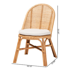 English Elm Bohemian Hand-woven Rattan Wingback Dining Chair with Honey Finish and Cushioned Seat B2750P467799