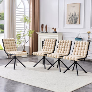English Elm Set of 2 Dutch Velvet Bubble Backrest Dining Chairs with Sculptural Tufted Design Beige,Black W3875P370840