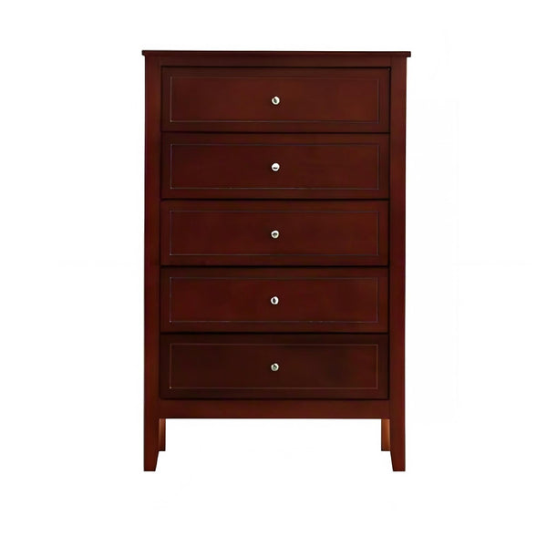 English Elm Daniel Assembled 5-Drawer Chest with English Dovetail Drawers, Metal Hardware & Solid Wood Frame Cherry 51 L x 34 W x 18 H B078P400741