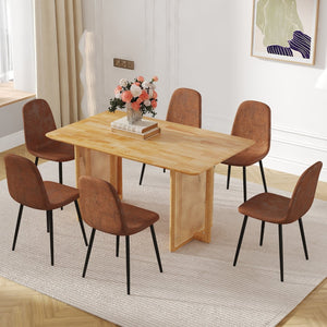 English Elm Table Set: Classic Solid Wood Dining Table With Ergonomic Techno-Fabric Chairs For Style & Comfort W1151S04064-GIGA