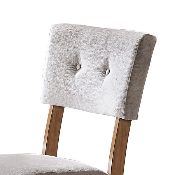 English Elm Leom Button Tufted Gray Polyester Dining Chair Set Mid Century Wood Frame B056P416904