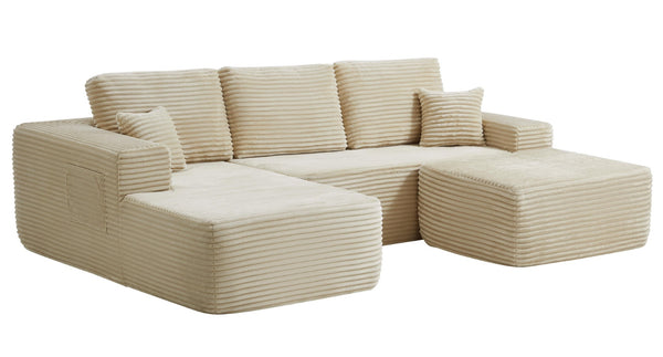 English Elm 104''cloud Modular U-shaped Sectional Plush Corduroy Deep Seat Sofa for Living Room W3975S00028