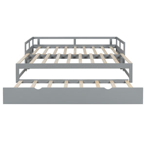 English Elm Extending Twin Daybed with Pull Out Trundle Solid Pine Wood Frame Guest Room N708P336535E