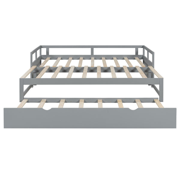 English Elm Extending Twin Daybed with Pull Out Trundle Solid Pine Wood Frame Guest Room N708P336535E
