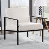 Comfort Pointe Milano Oatmeal White Stationary Metal Accent Chair  Oatmeal fabric/Matte black finish