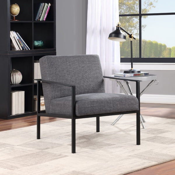 Comfort Pointe Milano Charcoal Stationary Metal Accent Chair  Charcoal fabric/Matte black finish