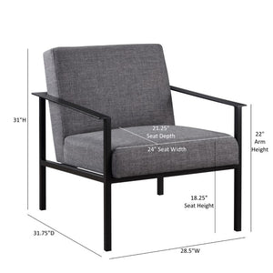 Comfort Pointe Milano Charcoal Stationary Metal Accent Chair  Charcoal fabric/Matte black finish