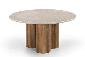 VIG Furniture Modrest Hayden - Modern Marble + Wood Round Coffee Table VGBR-SBA-4866