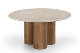 Modrest Hayden - Modern Marble + Wood Round Coffee Table