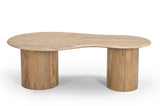 Modrest Sanford - Modern Travertine Marble + Wood Freeform Coffee Table