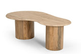 VIG Furniture Modrest Sanford - Modern Travertine Marble + Wood Freeform Coffee Table VGBR-SBA-4786